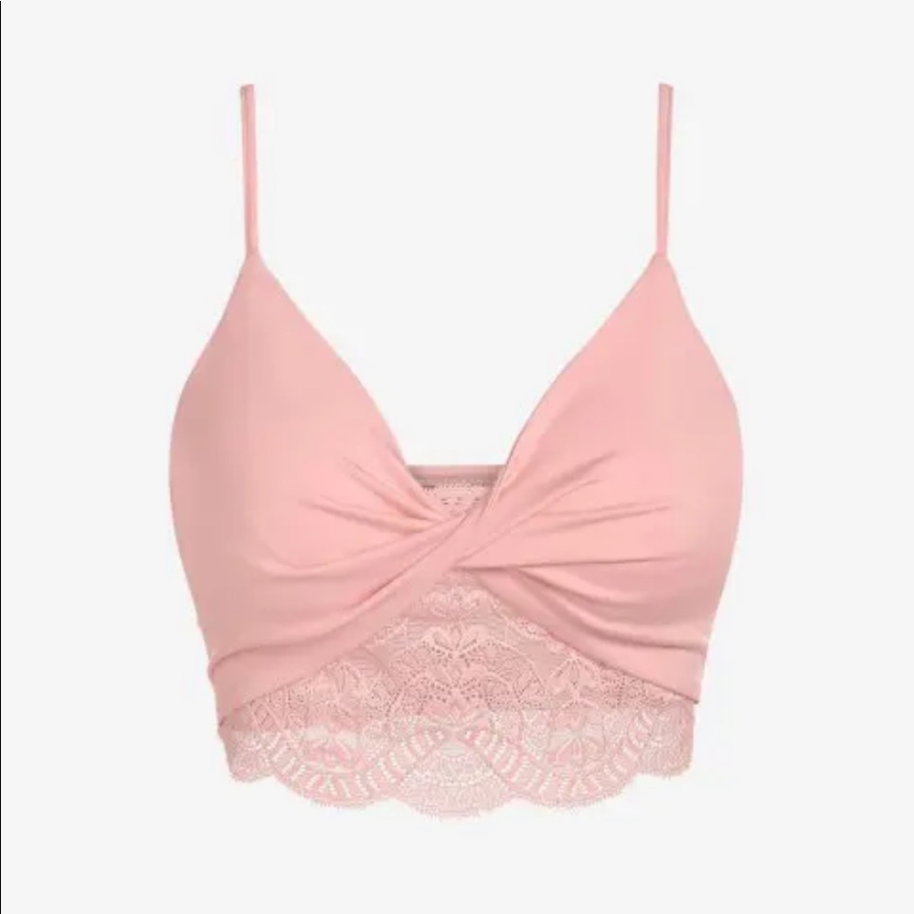 Lace Panel Twist Crop Cami top